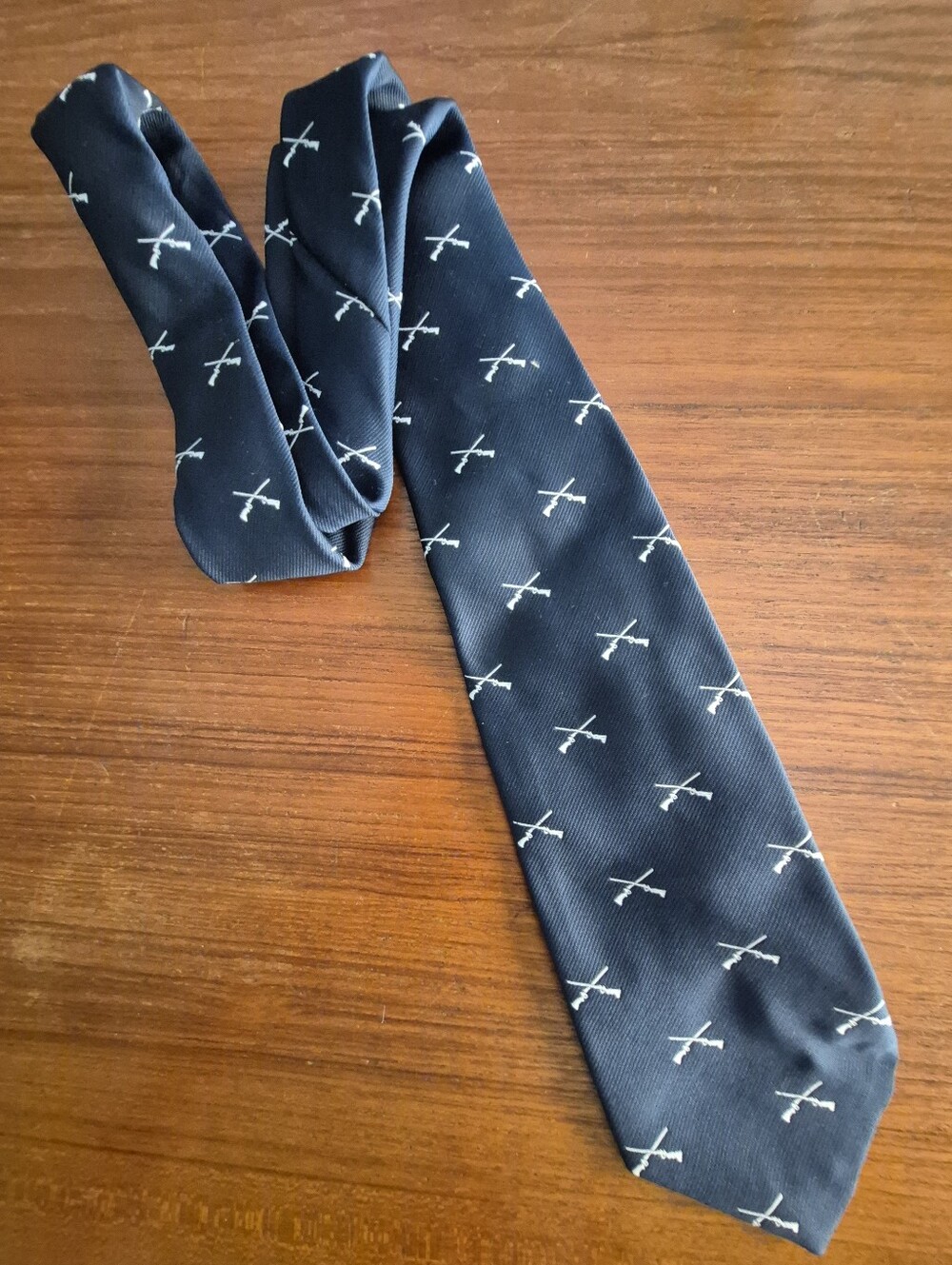 Vintage Navy Blue Men's Tie Rifle  Pattern